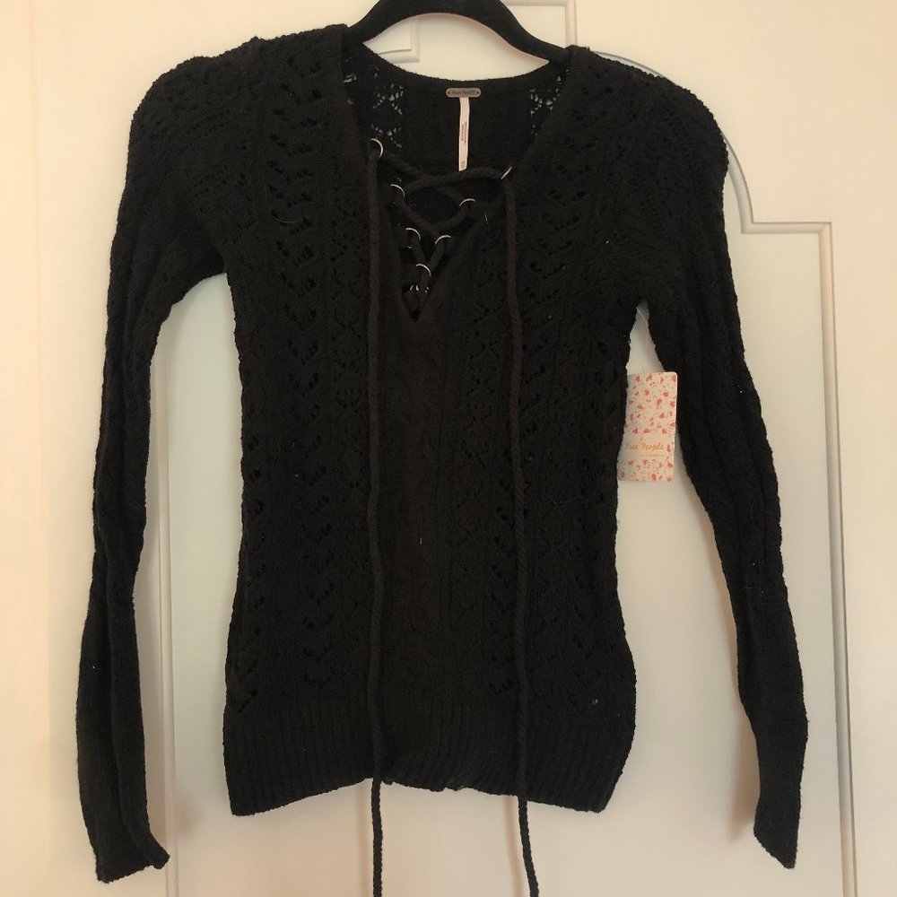 Free People Lace Up Sweater